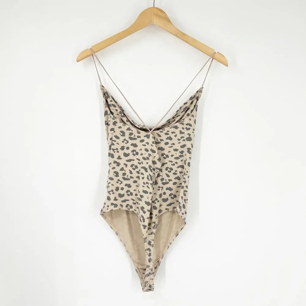 Abercrombie & Fitch Animal Print Cowl Neck Bodysuit Size Medium - Picture 3 of 8